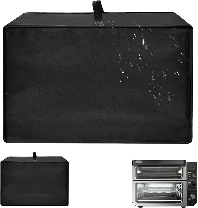 Heavy Duty Air Fryer Oven Cover for Ninja Double Stack DCT451/DCT601/DCT651/DCT401,18.72"Dx17.34"Wx13.40"H, 600D Heat-Resistant Nylon w/Aluminum Foil, Waterproof Dustproof toaster oven covers