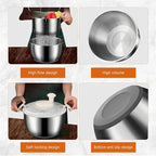 Stainless Steel Salad Spinner, 6L Multi-Use Lettuce Spinner with PP Lid, Large Vegetable Washer with Non-Slip Base, Fruit Washer，Vegetable Dryer