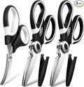 OMDAR Food Grade Kitchen Scissors All Purpose 3 Pack - Heavy Duty Stainless Steel Cooking Shears for Cutting Meat, Food, Fish, Poultry Sharp Sissors for Dishwasher Safe - with Protective Sheath