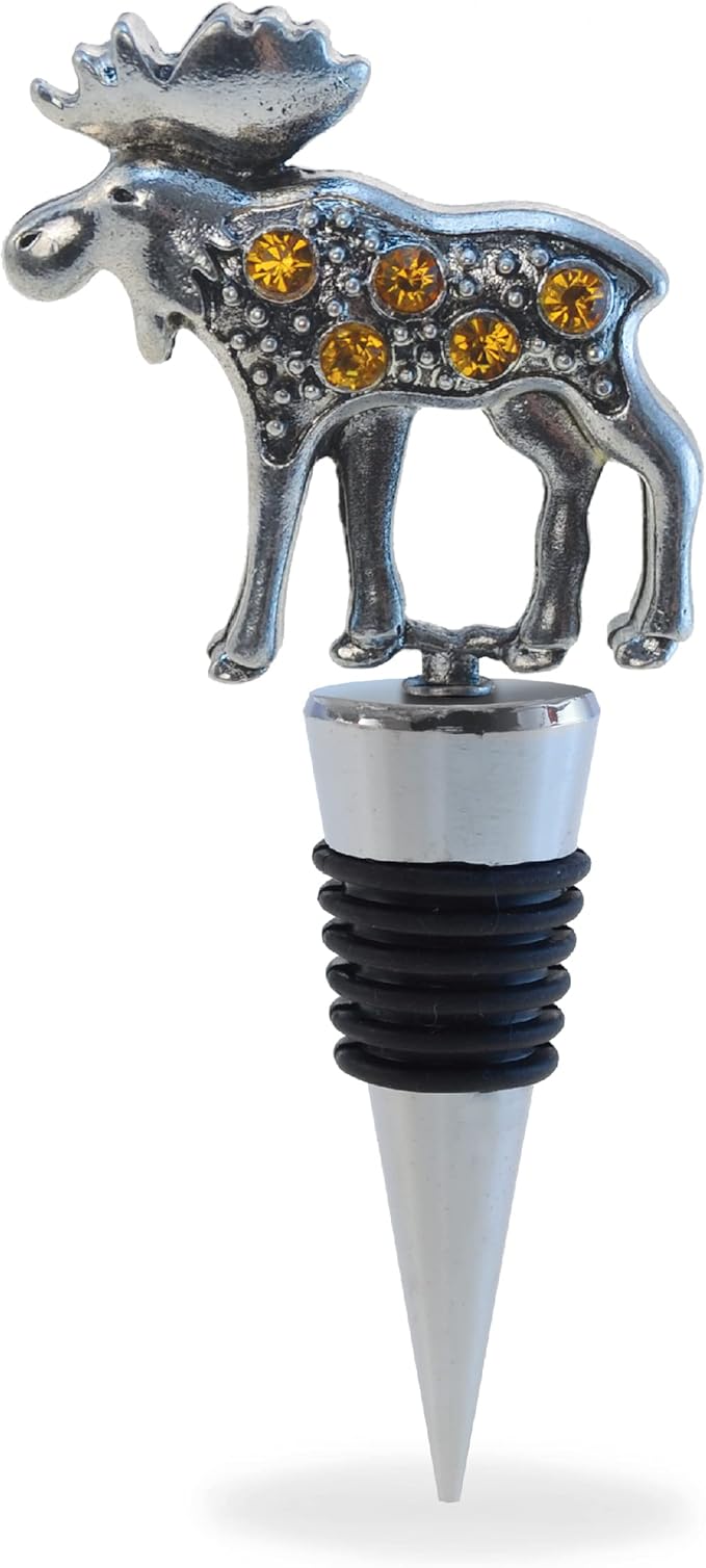 Cheers Moose Metal Wine Stopper - Reusable Wine Tools and Accessories Bottle Stopper, Wildlife Wine Bottle Stopper, Airtight Leakproof Wine Topper Sealer Cork Plug, Decorative Wine Bottle Stopper Gift