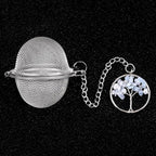 5 Pcs Tea Filter Stainless Steel with Life Tree Crystal Energy Stone Tea Strainers with Fine Mesh Extend Chain Hook Tea Ball Infuser for Loose Tea Leaves Spices Seasonings