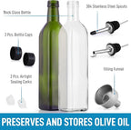 Zulay Kitchen (2 pack 17oz Olive Oil Dispenser Bottle For Kitchen - Glass Olive Oil Bottles With 2 Spouts, 2 Removable Corks, 2 Caps, & 1 Funnel - Oil Bottle For Kitchen & Storing Liquids