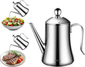 GEDO 304 Stainless Steel Oil Dispenser, Eagle Beak Drip-Free Spout Oil Pot with Extra Wide Mouth & Air Vent Lid, Large Capacity for Kitchen Cooking & Outdoor Grilling (1.05QT / 1000ml)