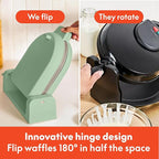 bella Flip-n-Store Waffle Maker with EverGood™ Ceramic Nonstick Coating, Fits-anywhere™ Kitchenware, Power Indicator Light, Cool Touch Handle & Cord Wrap, 7” Wide & 1" Deep Plates, 1000 Watt, Seaglass