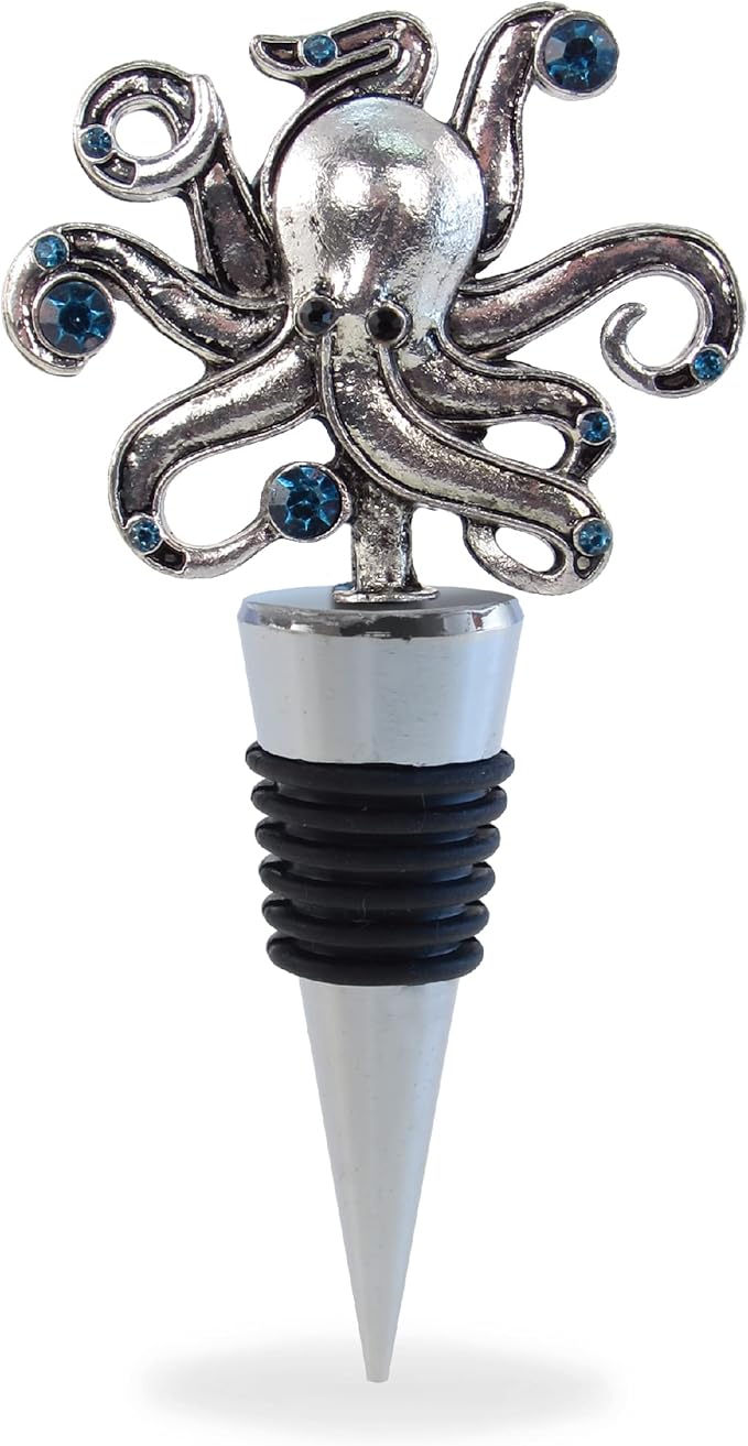 Cheers Octopus Metal Wine Stopper - Elegant Vacuum Seal Reusable Animal Ocean Life Wine Bottle Stopper Airtight Leak Proof Bottle Topper Cork Plug, Cute Home Decor & Bar Tool Accessory Unique Gift