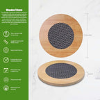 4 Pcs Wooden Trivets Hot Pads for Kitchen,5.7 Inch Trivets with Anti - Slip mesh for Coffee Mat/Table Mats Frying Pans/ot Dishes/Hot Pot/Bowl/Teapot/(Round)