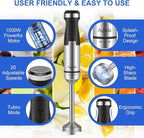 Immersion Blender 5 in 1 Handheld Blender 1500W, 20 Speed Mode&Turbo Boost, Heavy Duty Motor Electric Hand Blender with Chopper, Whisk, Frother, Beaker, for Baby Food, Sauce, Soup, Aquox