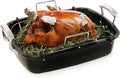 Uukrave Turkey Roasting Pan with Rack (U-Shaped), Extra Large 18.5 x 14.6 Inch Nonstick Roaster Pan for 25 lb Turkey or Chicken, Deep Oven Tray with Wide Handles, Heavy Duty Steel, Nontoxic