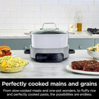 6.5 Quart Stainless Steel Multi-Cooker – Programmable Slow Cooker, Pressure Cooker & More, One-Pot All-in-One Cooker with Digital Controls & Accessories (White) Ninj-a