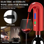 Wine Bottle Opener Christmas Day Gift Set with Electric Wine Opener, Wine Decanter&Wine Aerator and Pourer, wine stopper, Foil Cutter and EVA Storage Bag, Rechargeable and Automatic-(Christmas Red)