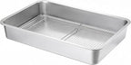 Stainless Steel Sturdy Roasting Pan with Cooling Rack – Oven, Toaster & Grill Safe, Deep Edge, Smooth Finish, Dishwasher Safe – Perfect for Turkey, Chicken, BBQ (19.5x13.6x2.8in)