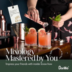 Barillio Rose Gold Bartender Kit - Stainless-Steel Cocktail Shaker Set w/Black Bamboo Stand - Mixology Bar Tools w/Drink Shaker, Mixer, Muddler for Cocktails - Home Bar Accessories - 23-Pc Bar Set