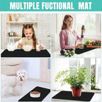 WISELIFE Coffee Mat Super Absorbent Dish Drying Mat Bar Accessories Match with Coffee Machine Large Drying Mats for Kitchen Counter 16" W x 24" L, Black