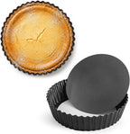 2 PCS 9.5 Inch Tart Pan 2.2 Inch Deep, Tart Pan Removable Bottom Carbon Steel Pie Pans Non-Stick Carbon Steel Pie Pans Non-Stick Round QuichePans Baking Dish with Fluted Edges Fruit Tarts Mold