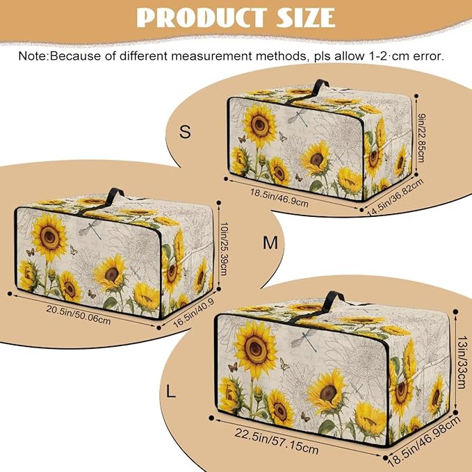 Sunflower Butterfly Dragonfly Print Toaster Oven Dust-proof Cover, Fingerprint Prevention & Greasy Protection Washable Universal Small Appliance Covers (Medium-16.1 * 19.71 * 10 inches)