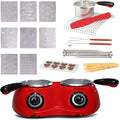 Total Chef Chocolate Melter Pot with 100+ Piece Accessory Kit 17.6 oz (500 g) Capacity Perfect for Fondue Set Dual Melting Pots Candy Making and Desserts Ideal for Celebrations Date Nights Red