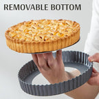 9“ & 11” Deep Dish Tart Pan, 2 Pack Nonstick 2” Tall Tart Pan, Quiche Pan, Carbon Steel Deep-dish Pie Pan with Removable Loose Bottom for Baking Thanksgiving Christmas