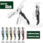 12 Pieces wine key wine opener Stainless wine bottle opener Fold Serrated Foil Cutter wine keys for bartenders for Family, Company Party,Bars,Restaurants(6 Color)