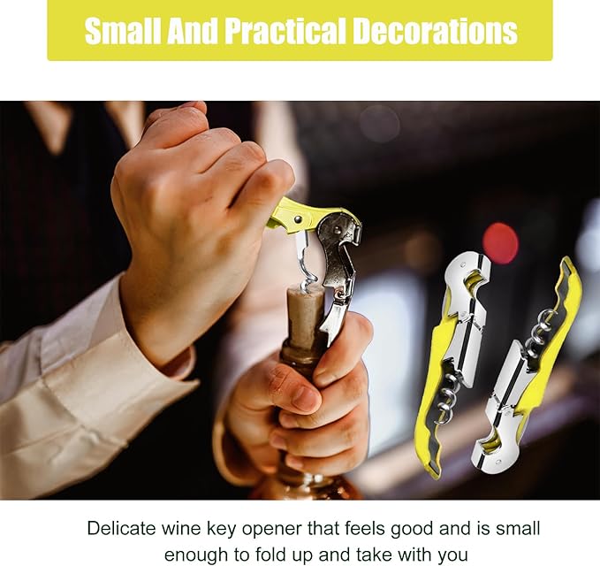 6 Pieces wine key wine opener Professional Waiter Corkscrews Stainless bottle opener Fold Serrated Foil Cutter Key for Family, Company Party,Bars,Restaurants(yellow)