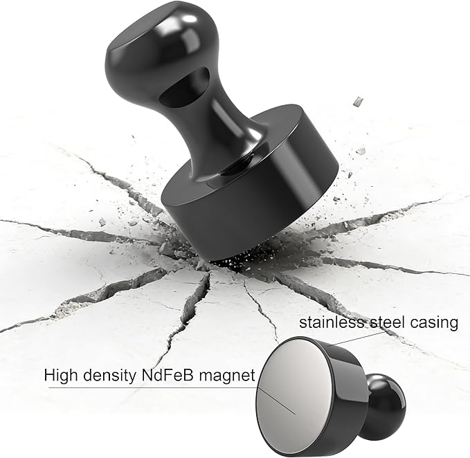 Tiergrade Metallic Magnets, Refrigerator Magnets, 40 Pack Black Magnetic Push Pins, Strong Fridge Magnets, Multi-use Whiteboard Magnets Perfect for Kitchen Office Classroom