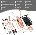 23 Piece Cocktail Shaker Set Bartender Kit with Acrylic Stand & Cocktail Recipes Booklet, Professional Bar Tools for Drink Mixing, Home, Bar, Party (Include 4 Whiskey Stones) - Gold Rose