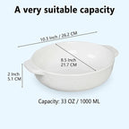 Ceramic Casserole Dish with Handle, 33 oz Set of 2, 8.5" Round Au Gratin Baking Dishes – For Pie Pan, Quiche, Tart Pan, Apple Pie Plate – For 2-3 Person Servings – Oven Safe, Easy Clean