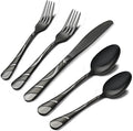 Black Silverware Set for 12, 18/0 Stainless Steel Frosted & Mirror Finish 60-Piece Flatware Set, Modern Cutlery Set for Wedding Restaurant Housewarming Party Event Serving For 12