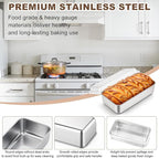 TeamFar Loaf Pans for Baking Bread, 9 x 5 Inch Stainless Steel Bread Loaf Pan with Lid, Meatloaf Pan Tin for Homemade Bread, Brownies, Meal Prep, Storage, Healthy & Dishwasher Safe - Set of 2