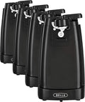 bella Electric Can Opener and Knife Sharpener,Removable Cutting Lever,Cord Storage,Stainless Steel Blade,Black,(Pack of 4)