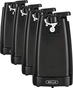 bella Electric Can Opener and Knife Sharpener,Removable Cutting Lever,Cord Storage,Stainless Steel Blade,Black,(Pack of 4)