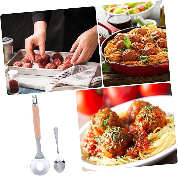 Cabilock 1Set Meatball Maker Spoon Non Stick Kitchen Gadget with Long Handle for Easy Meatball Formation Cooking Tool for Home Chefs