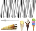 Joyeee 12 Pack Small Cream Horn Molds Stainless Steel, 3.4 Inch Mini Size Cone Shaped Cream Horn Forms with Cleaning Brush, Baking, for Christmas Party, Wedding Desserts, Festive Dinners