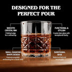Moretoes Drinking Glasses, 12 Piece Crystal Glass Cups, Mixed Glassware Set, 6 Crystal Old Fashioned 10oz and 6 Highballs Glasses, Great for Cocktail, Whisky and Other Beverages