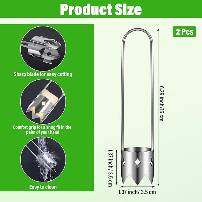 2 PCS Red Bell Pepper Seed Corer-multifunctional Fruit and Vegetable Core Remover Tool Stainless Steel Kitchen Gadgets for Pepper Pineapple Pear Apple Corer Vegetables Fruit