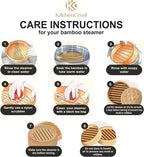 KITCHENCRUST Bamboo Steamer Basket for Chinese Asian Cuisine - 2 Tier 10-Inch Steaming Basket Bun Vegetable Bao Buns, Sauce Dish, Chopsticks, Reusable Liners