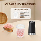 Gravity Electric Salt And Pepper Grinder Set, Automatic Salt And Pepper Grinder Set, Battery Powered (6 AAA Batteries Each), Adjustable Roughness, LED Light, 2 Pack, (Black)