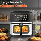 OSTBA 8.5QT Large Air Fryer with Visible Window, 1700W Single Basket Air Fryer, Clear View Nonstick Basket, Digital Touchscreen, 8 Presets, Auto Shutoff, Dishwasher Safe