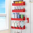 HuggieGems Magnetic Water Bottle Holder for Refrigerator, Cup Holder Organizer for Stanley and Tumbler for Kitchen, 4 Pack, Red