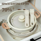 23Pcs Ceramic Cookware Set Non Stick Pots and Pans Set Non Toxic with Detachable Handle Induction Kitchen Cookware Set Space Saving, Oven & Dishwasher Safe, Cream White