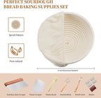 Dimpola Banneton Bread Proofing Basket Banneton Basket Set Sourdough Proofing Basket Round Proofing Bowls Handmade Rattan Baskets and Liners (Round of 1 Gift Set)