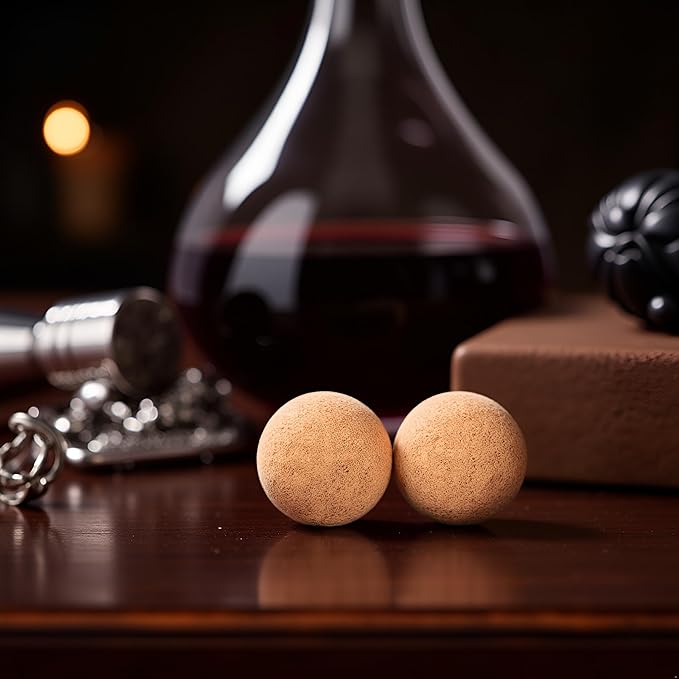 2Pcs Wooden Wine Cork Ball Stopper Plugs for Wine Decanter Carafe Bottle Replacement Wine Stoppers and Pourers Bar Tools