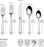 Mikasa Harmony 65-Piece 18/10 Stainless Steel Flatware Set, Service for 12, Polished Silverware with Serving Utensils, Dishwasher Safe