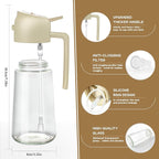 Oil Sprayer for Cooking 2pcs,2 in 1 Oil Dispenser and Oils Sprayer Kitchen Gadgets-16oz Glass Oils Spray Bottle,Mist Olive OilDispenser,Air Fryer,Salad,Grill (White Kitchen Accessories)