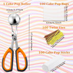 Cake Pop Maker Kit - Includes 100 Sticks, 100 Bags, Mold, Tools for Cakepops & Lollipops