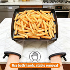 Professional-Grade 4-Pack PTFE Solid Oven Baskets, 13.5x14.5x1 Inch Non-Stick Solid Oven Trays for Commercial Kitchens & High-Volume Cooking