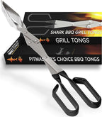 Shark BBQ Grill Tongs - 17 inch Black. Professional steak grilling utensil. Long reach Barbeque Grilling Tongs. Ideal for steak, fish, burger, and sausage