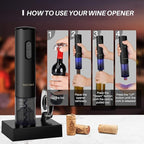 Secura Electric Wine Opener, Automatic Electric Wine Bottle Corkscrew Opener with Foil Cutter, Rechargeable (Black)