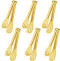 JCREN Serving Tongs 6 Pack Stainless Steel Buffet Tongs Kitchen Tongs, Small Tongs Gold Tongs Serving Utensils for Party Catering, Gold,7 Inch