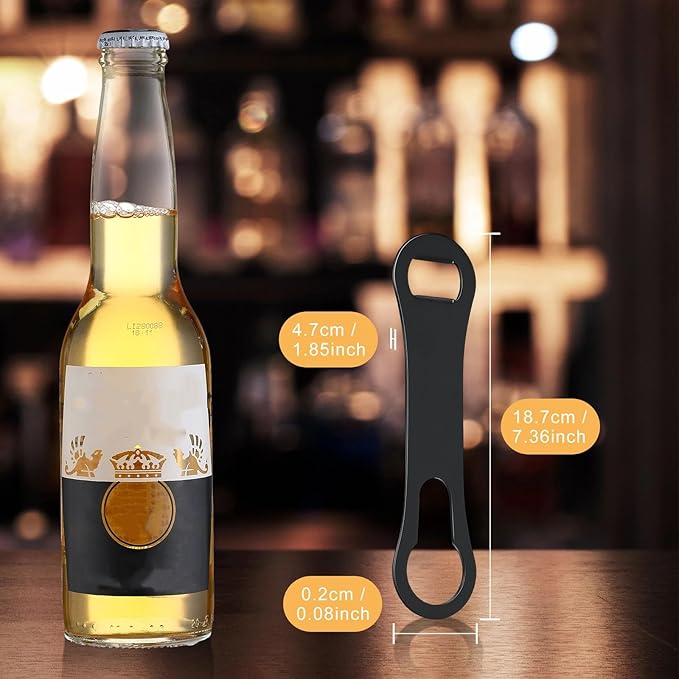 2 Pack Bottle Opener and Pour Spout Remover Flat Metal Bar Speed Key Opener Stainless Steel Dog Bone Wine Bottle Opener for Bartenders Home Kitchen (Black)