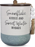 Young's Inc. Ceramic Canister with Lid, Ceramic Cookie Jars for Kitchen Counter Decorative White Winter Design, Airtight Pet Jar with Lid for Chewy Pet Treats, Candy, Bones, Pet Food Container